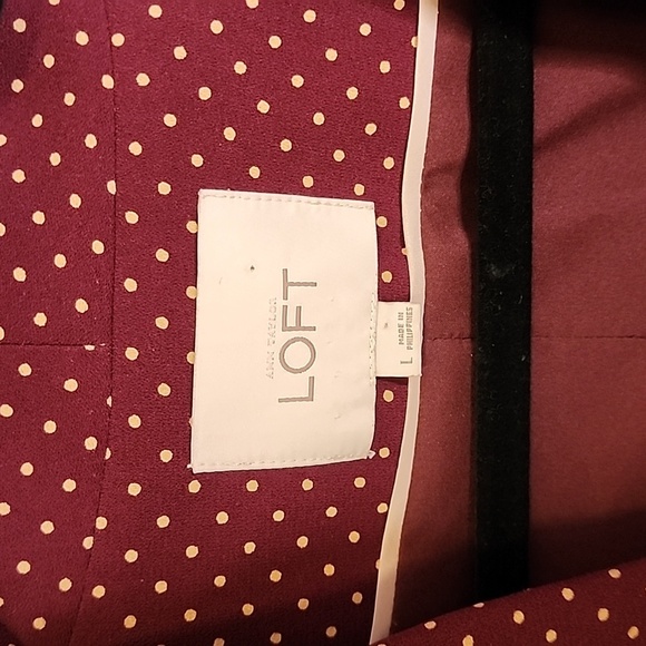 LOFT Burgandy Polkadot Jacket Lg - Picture 2 of 4